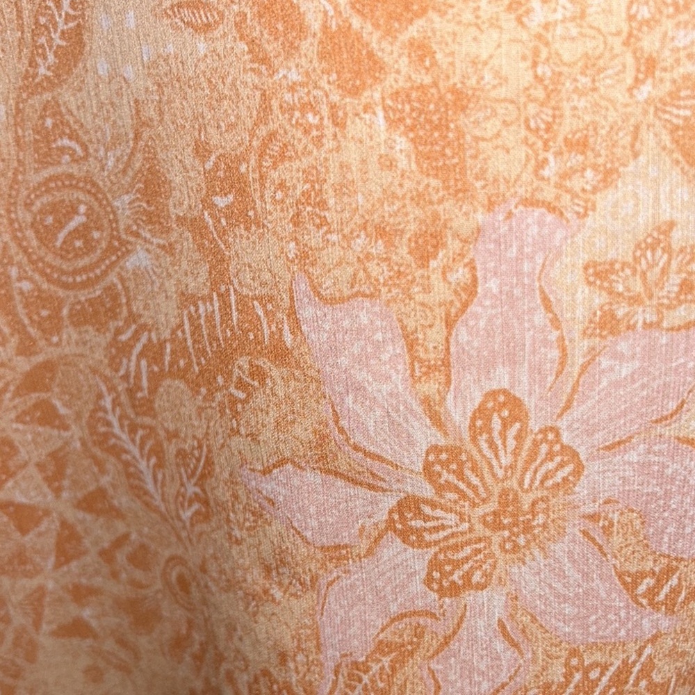 House of Harlow 1960 Peach Blush Pink Floral Print Tie Neck Ruffle Sleeve Top  M - Picture 11 of 15